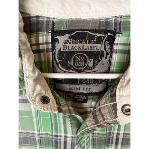 Buckle‎ Black Label Slim Fit Plaid Button Down Long Sleeve Casual Shirt